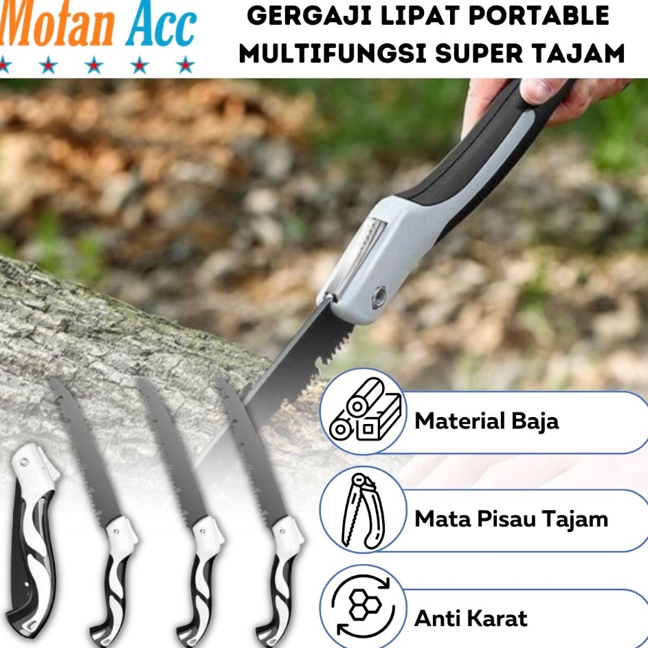 KODE 77 Gergaji Lipat Portable Multifungsi 47cm 21mm Portabel Folding Wood Hand Saw  Alat Pemotong K