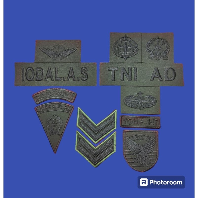 PAPAN NAMA MIKA TIMBUL BORDIR ATRIBUT TNI