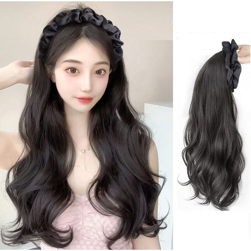 AESRORA Wig Bando Rambut Palsu Tebal 50CM Bando Wig Hairclip Penambah Volume Rambut