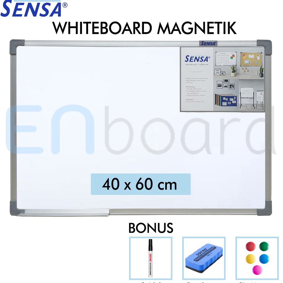 

Garansi Original Papan Tulis Whiteboard White Board Gantung Magnet Single Face Sensa 4 x 6 cm