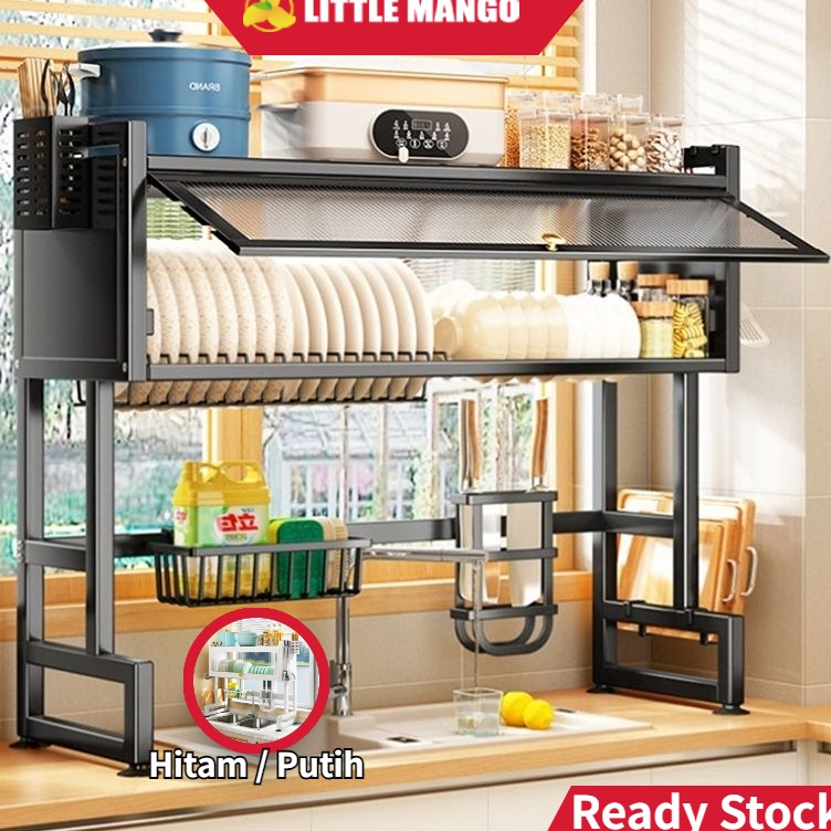 Promo besar Rak Piring Tertutup Rak Piring Wastafel With Cover Stainless Steel Rak Dapur Rak Piring 