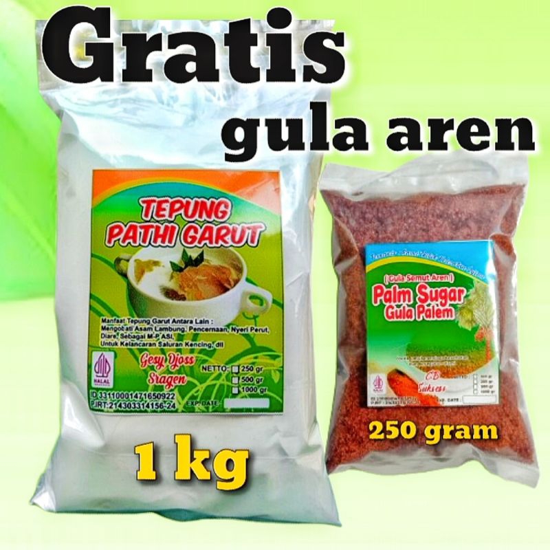 

Tepung pati garut asli kualitas premium 1 kg gratis gula aren bubuk 250 gram [BPOM]