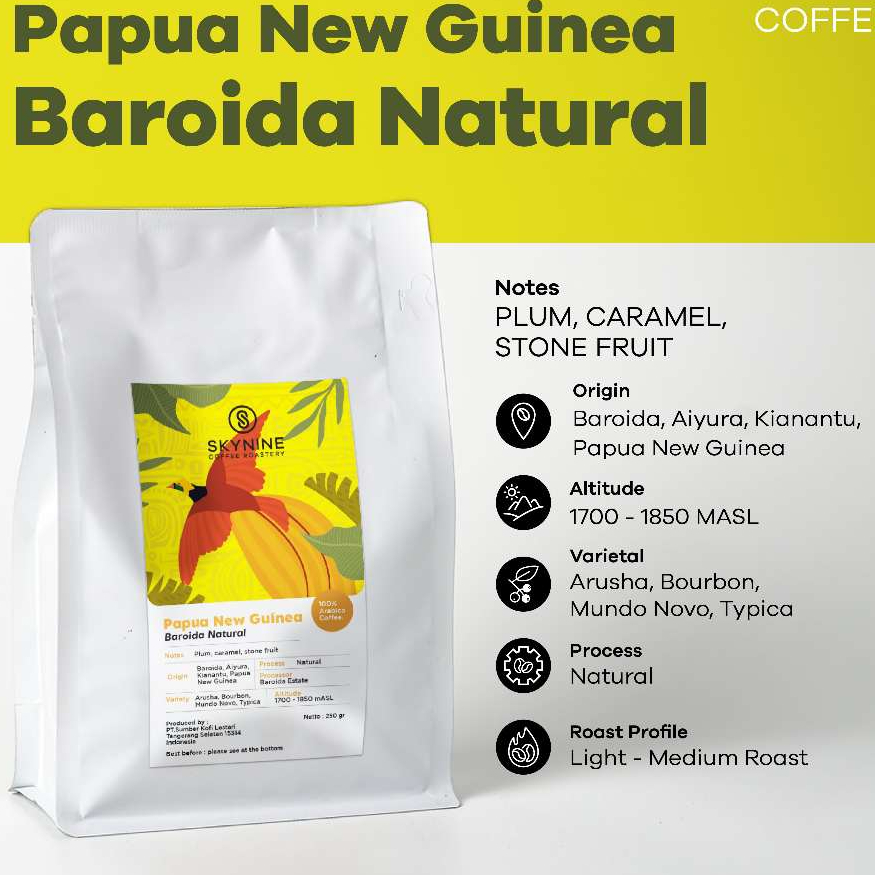 

KOPI ARABIKA PAPUA NEW GUINEA BARROIDA NATURAL ROASTED BEANS