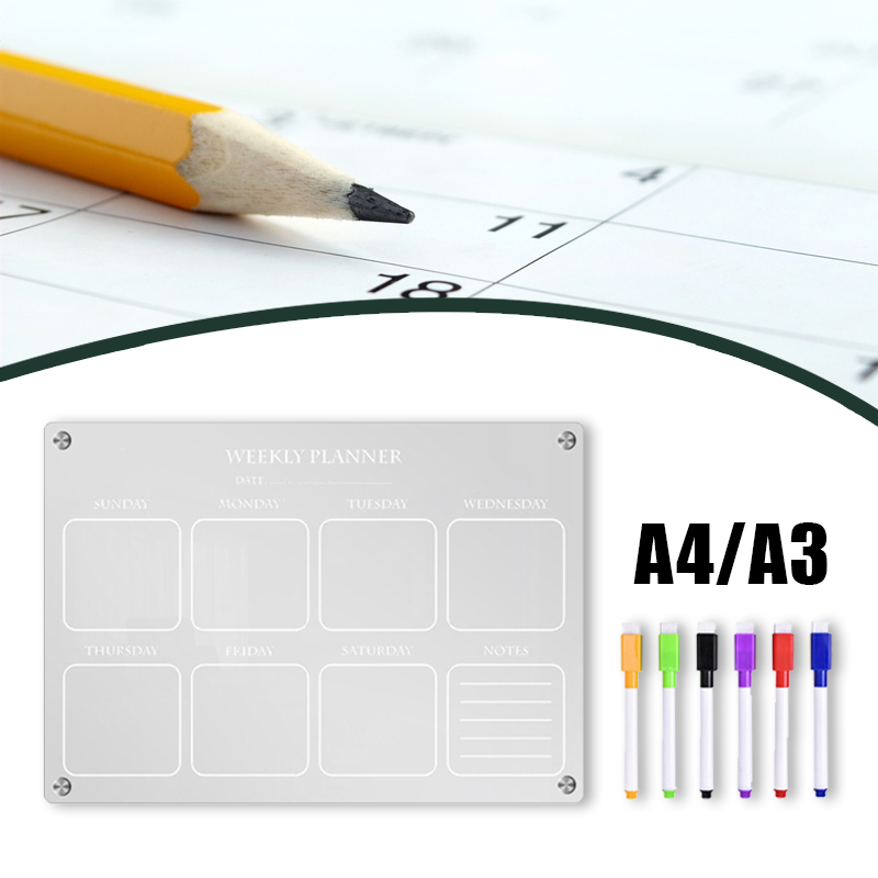 

Weekly Planner Acrylic Planner A3 A4 Planner Weekly Magnet Kulkas Wall Planner Weekly Schedule Board Acrilic