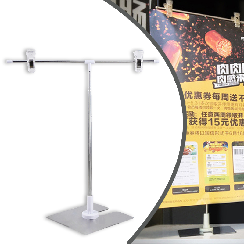 

1 Set Adjustable 93cm Display Banner Stand Stand Frame Portable Frame Display Jepitan Promosi Supermarket T Stand Meja Jepit Promosi