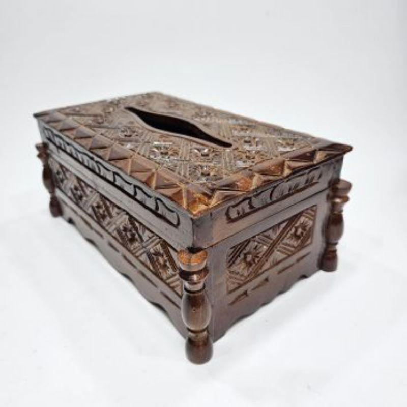 tempat tisu kayu jati ukir