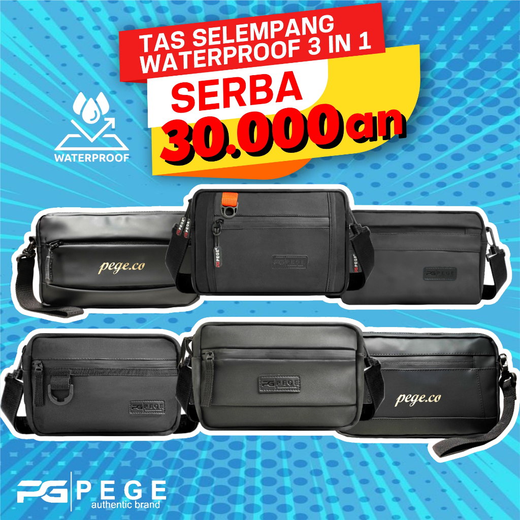 Tas Selempang 2IN1 PEGE Slingbag Pria Bahan Waterproof Promo Serba 30 Ribuan - PG 30K