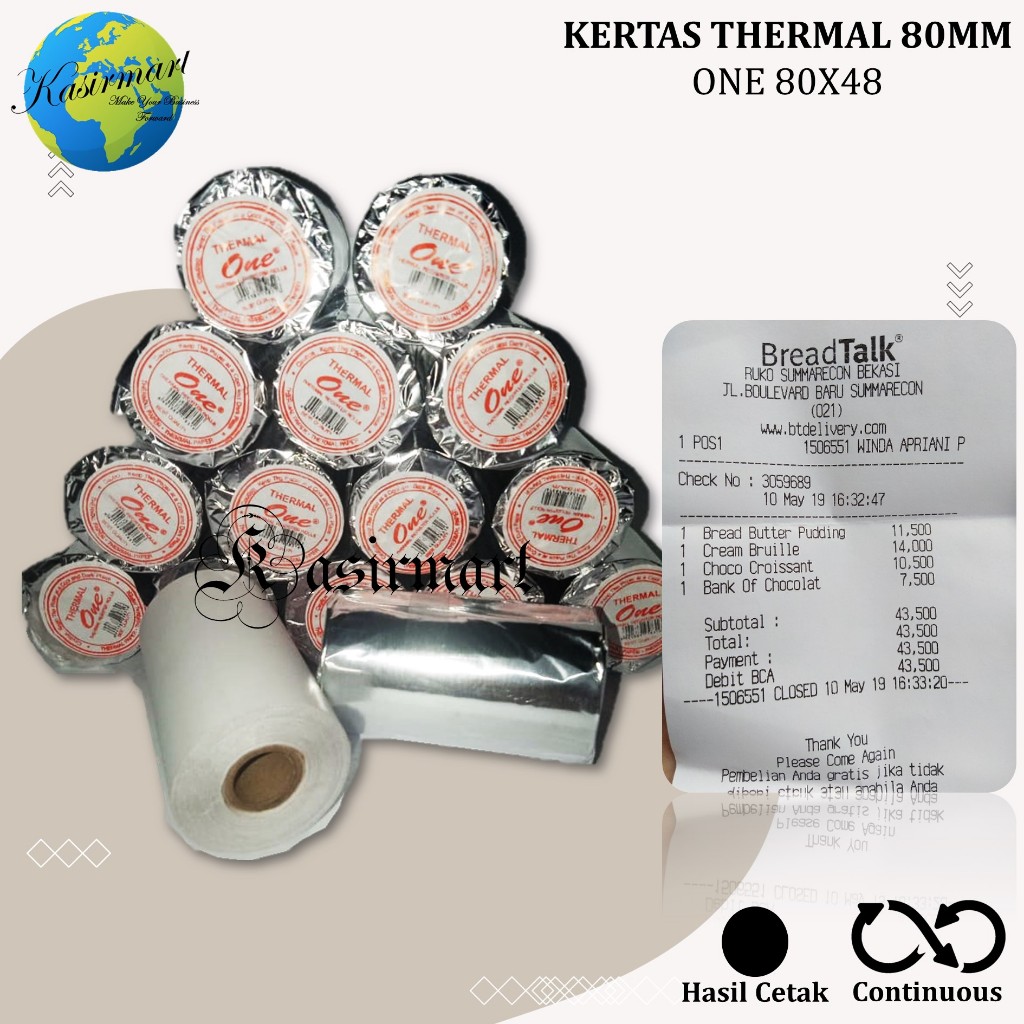 

THERMAL ONE 80X48/80X50 KERTAS STRUK/KASIR/PPOB/THERMAL ONE 80 X 48 / 80 X 50 EPSON TMT82