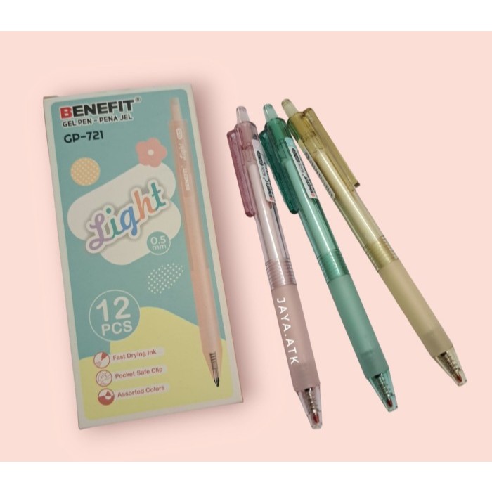 

Benefit Pulpen Gel Pen LIGHT GP-721 Body Transparant 0.5 mm Pena Gel Murah