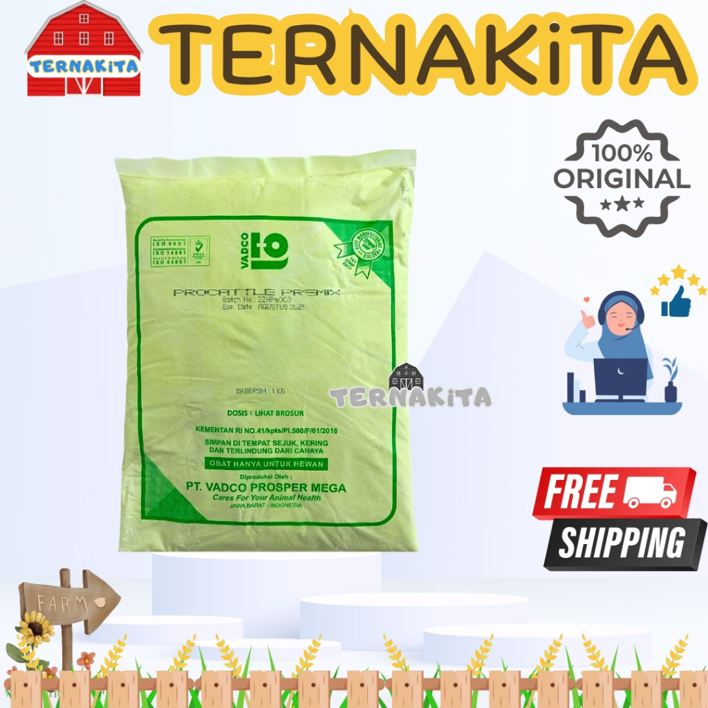 PRO CATTLE 1Kg VADCO - Premix Sapi Vitamin Mineral Sapi Potong Perah Penggemukan Kambing Domba