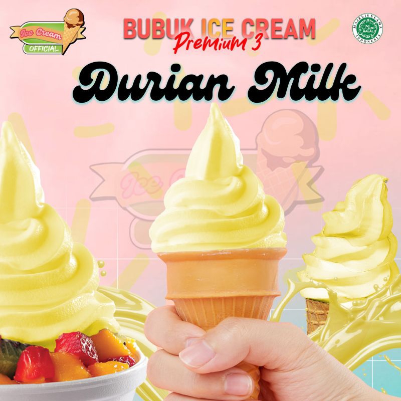 

Bubuk Icecream DURIAN MILK 1000 gram /PREMIUM BARU88 Tepung Premix Instan