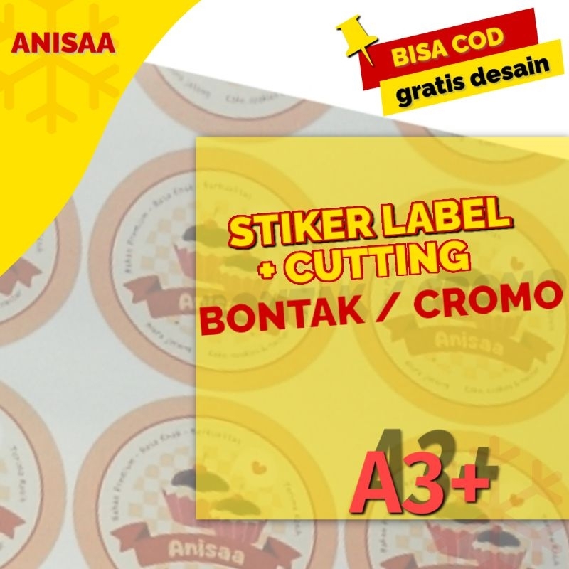 

STIKER A3+ CROMO KISS CUT | CUTTING MURAH/PRINT A3+ STIKER CROMO / STIKER