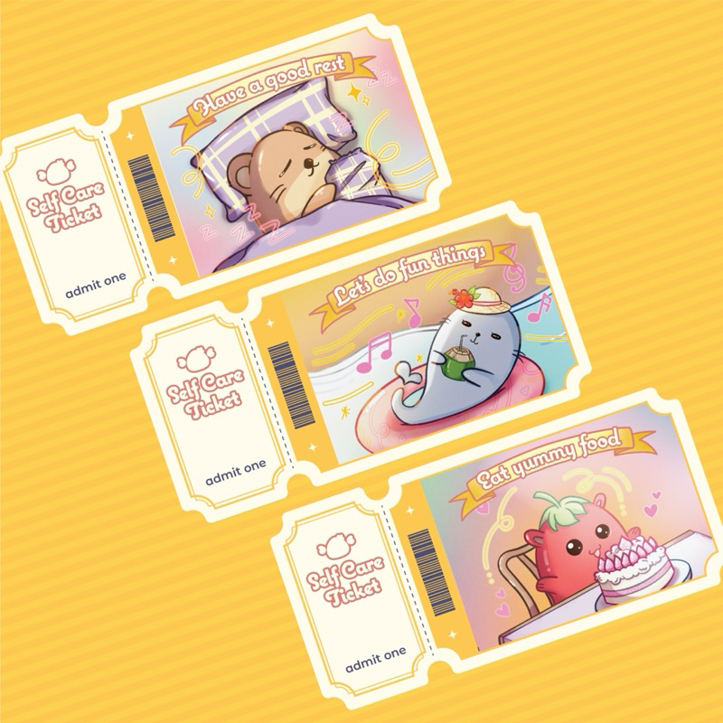 

Pantry Animals Sticker Set: Self Care Ticket by Studio kenari