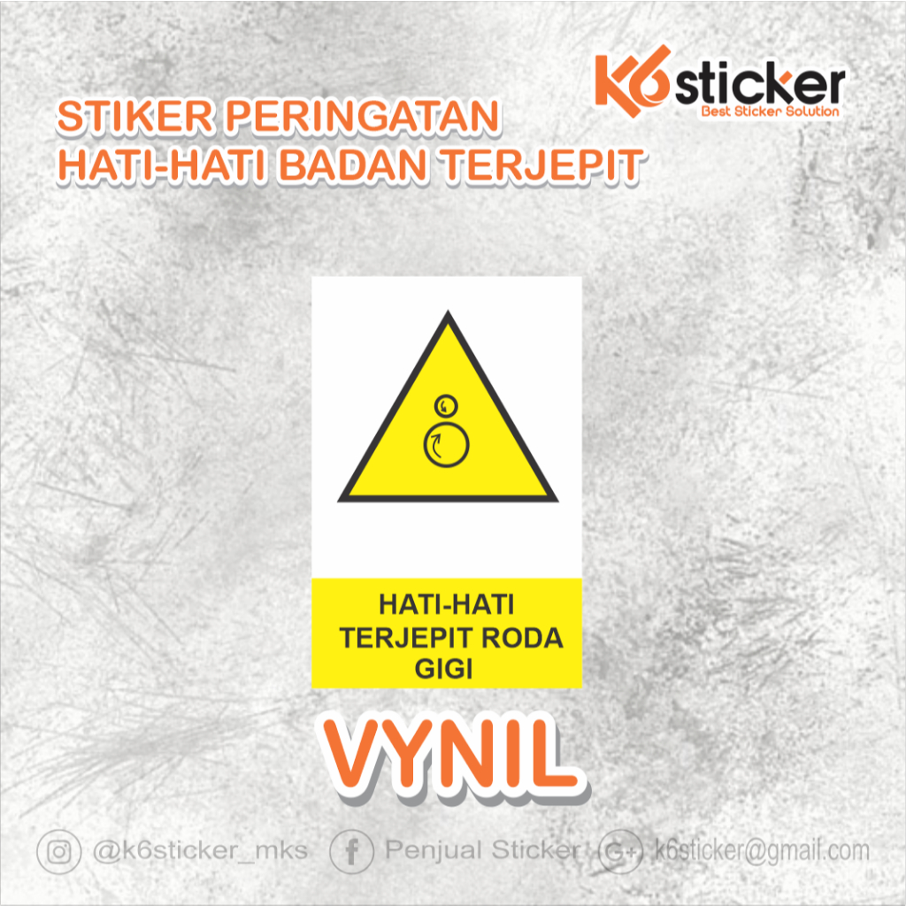 STIKER HATI HATI BAHAYA TERJEPIT RODA GIGI 20X30