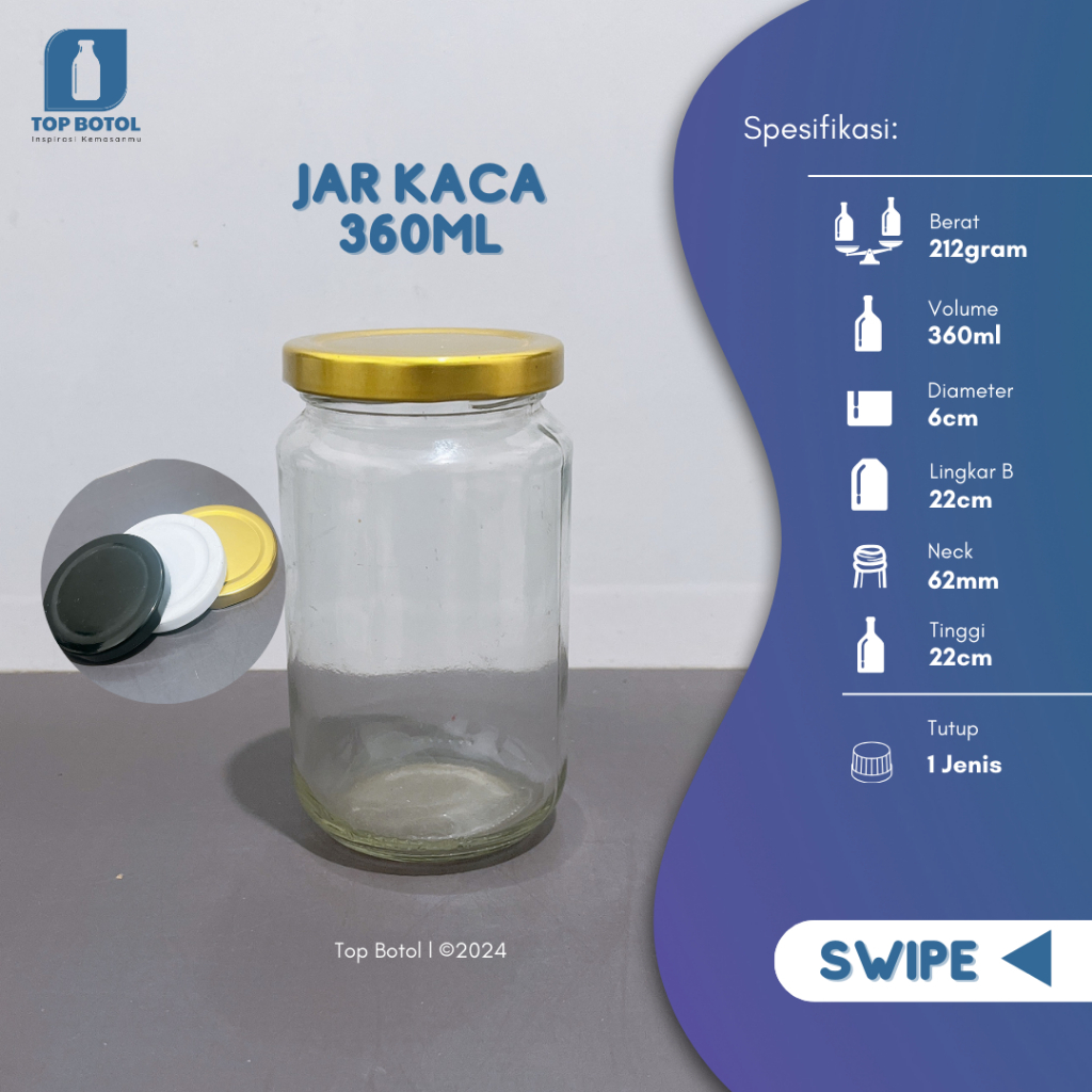 

(12pcs) Jar Round - 360 ml / botol kaca 360ml mpasi bumbu sambal selai - Jar 360ml