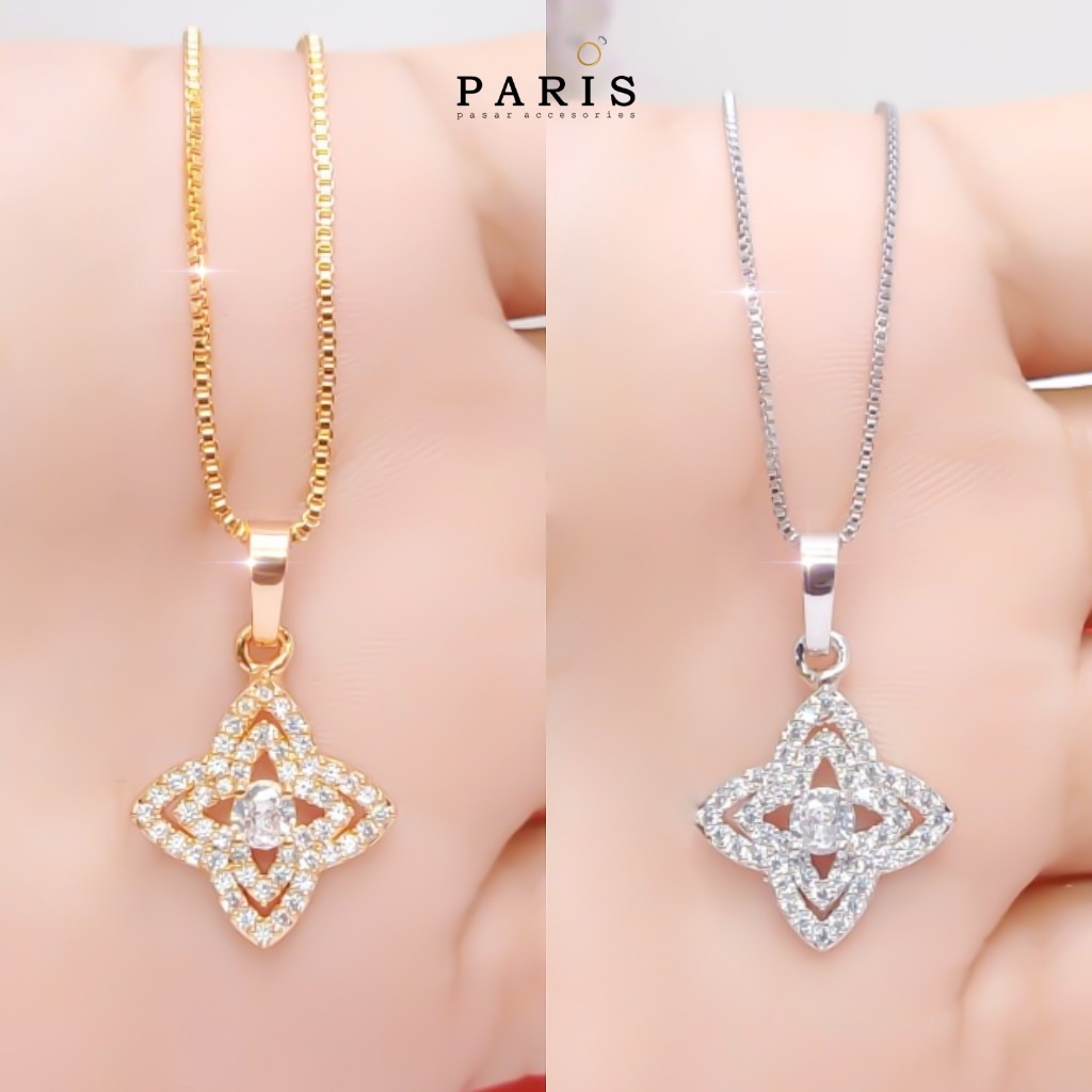 Kalung Itali Set Liontin Lapis Emas Dan Perak Perhiasan Wanita Dewasa Dan Remaja KL.22