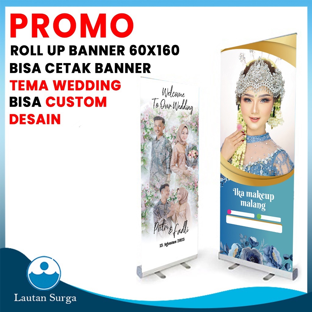 (PAKET STANDING ROLL UP BANNER 60x160 cm) Cetak Standing Banner Alumunium, Spanduk, Baliho Custom De