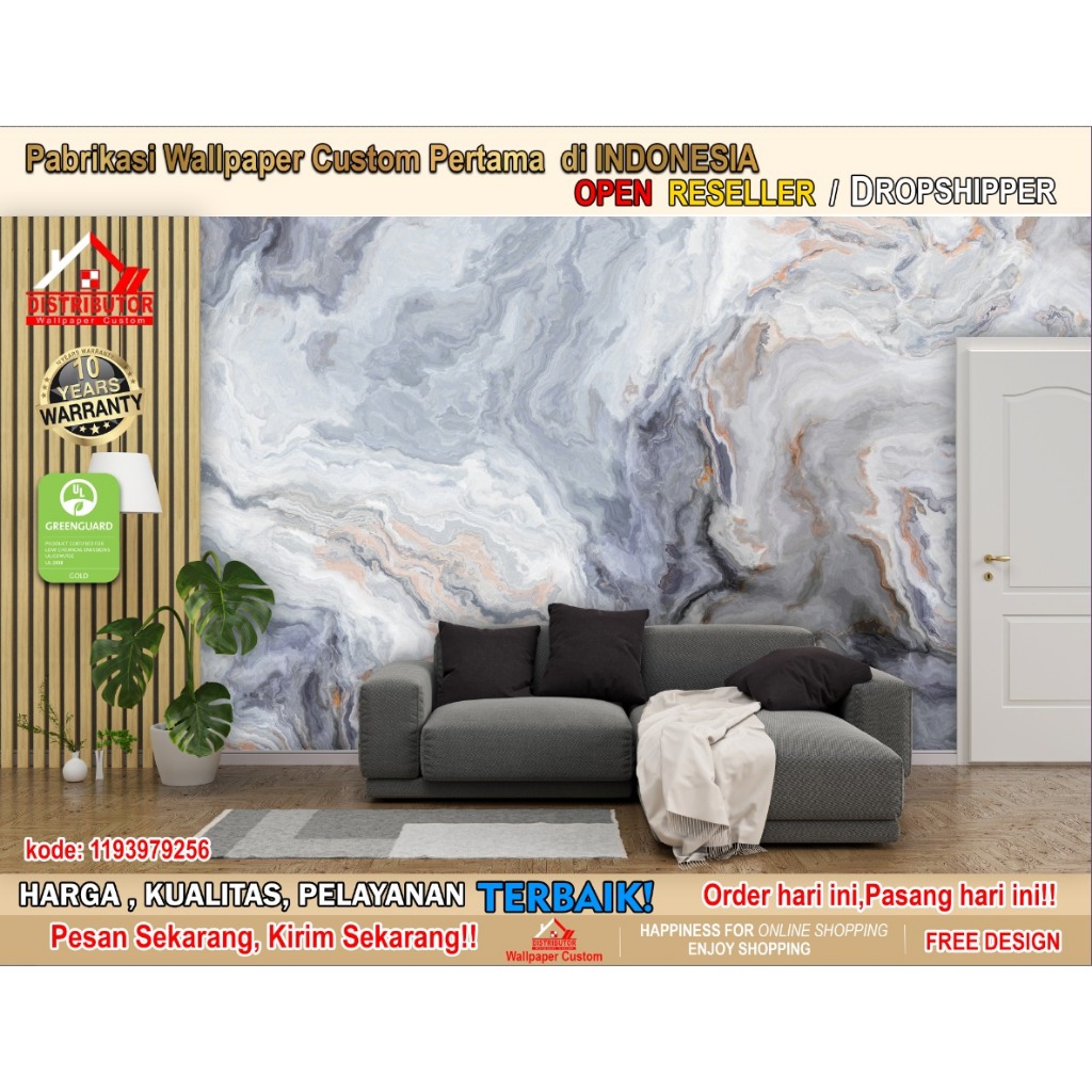 Wallpaper Custom 3D Tema Marmer | Marble | Wallpaper Dinding | Wallpaper Kamar | Wallpaper Ruang Tamu | Wallsticker