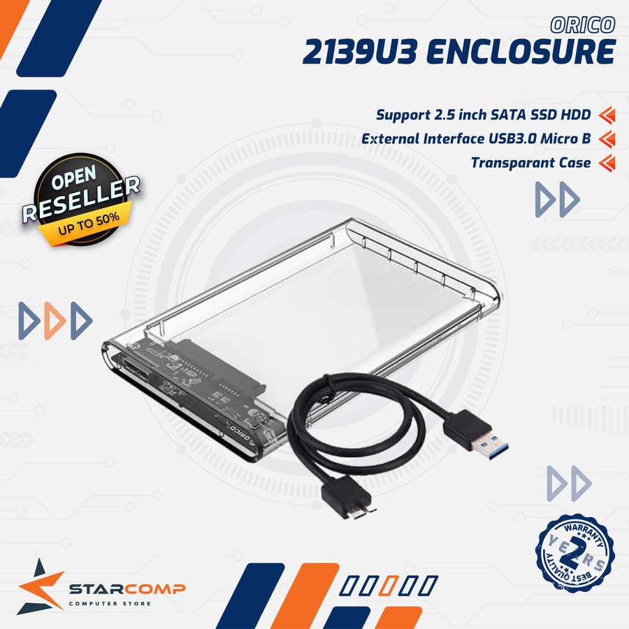 ORICO Case Harddisk External Orico 2139U3 Transparan / Enclosure Original