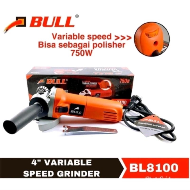grinda tangan 4" bull variabel speed bl8100 (orginal bull)