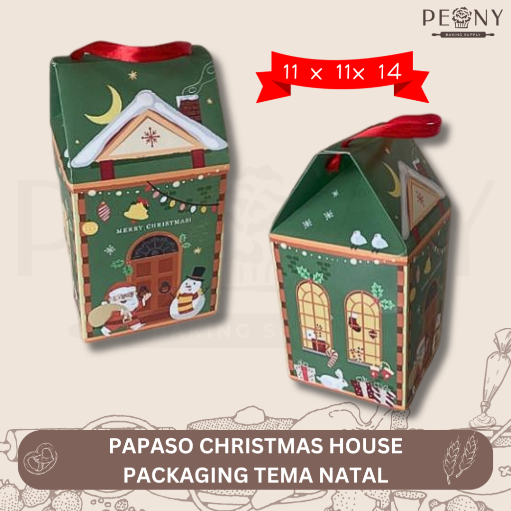 

(10 PCS ) KOTAK PACKAGING KUE NATAL CHRISTMAS HOUSE 11X11X14CM