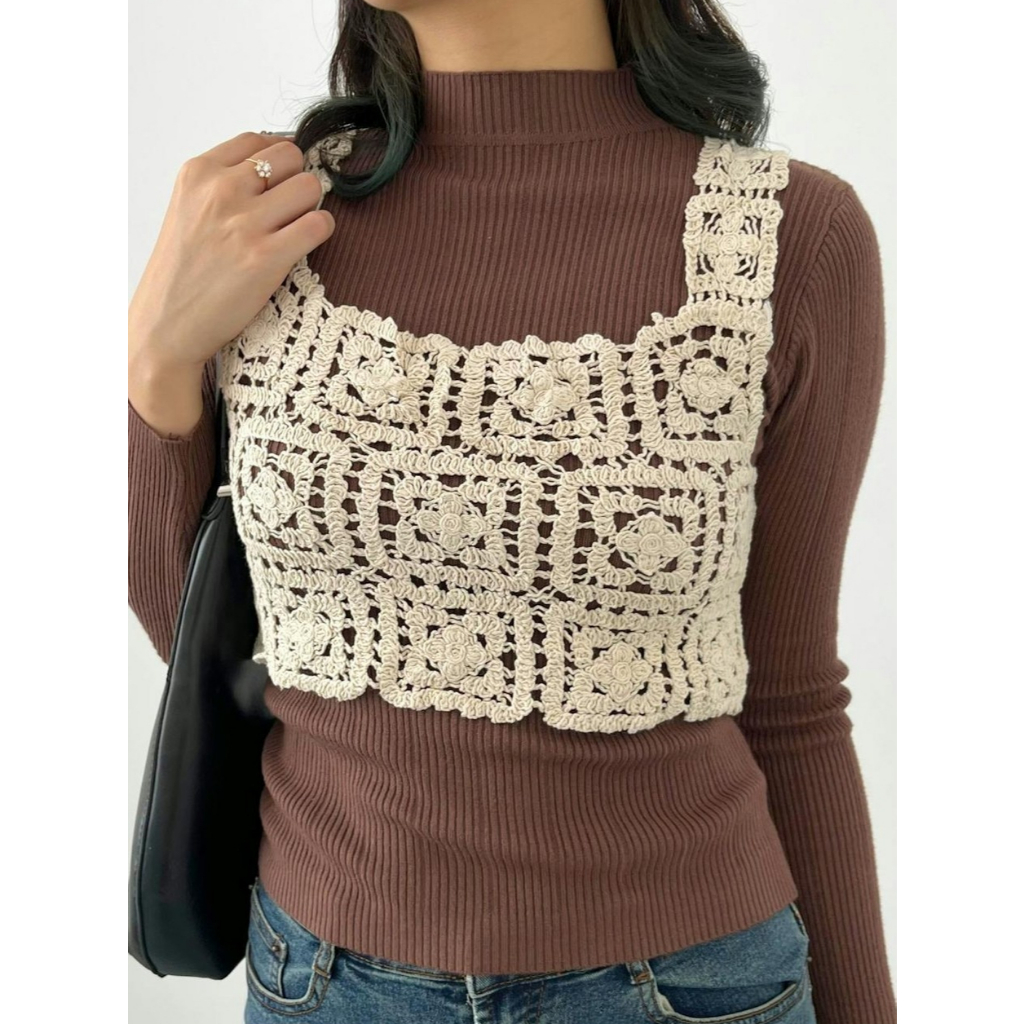 SQUARE CROCHET VEST PINKDOSE IMPORT PREMIUM #23290