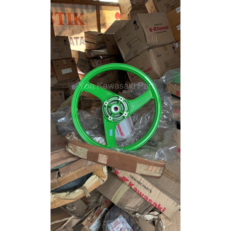 VELG RACING BELAKANG HIJAU 49058-1306-IK 41073-1523-UW WHEEL REAR LIME GREEN KAWASAKI NINJA 150 J R
