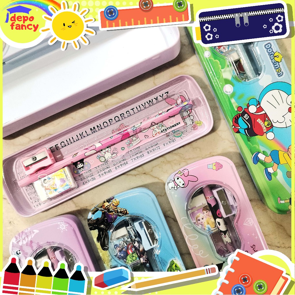 

Kotak Pensil Kaleng 2 Susun + ISI PY9918 / Pencil Case / Tepak Pensil / Boks Pensil / Box Pen