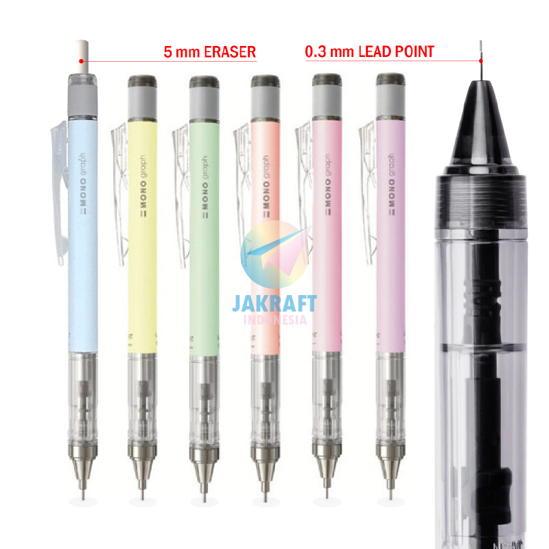 

(1 Pcs) TOMBOW Mono Graph PASTEL 0.3 mm Mechanical Pencil Pensil Mekanik 0.3mm Made in Japan