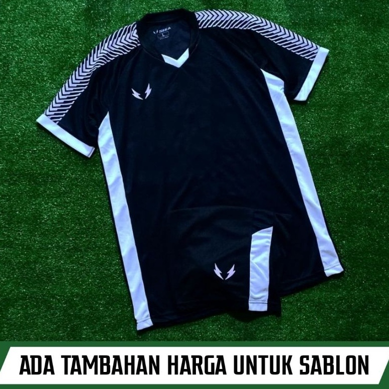KODE N78S Baju Futsal Setelan Stelan Jersey Bola SIXA HITAM PUTIH BLACK WHITE Bisa Sablon