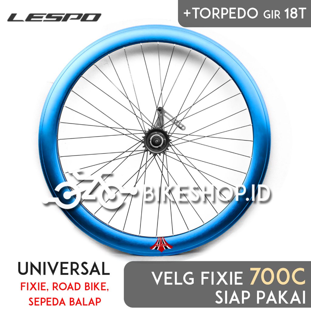 Wheelset Velg Sepeda Uk 700c 5cm Alloy Torpedo Rims Roda Siap Jadi Fixie Balap Road Bike LESPO Hitam