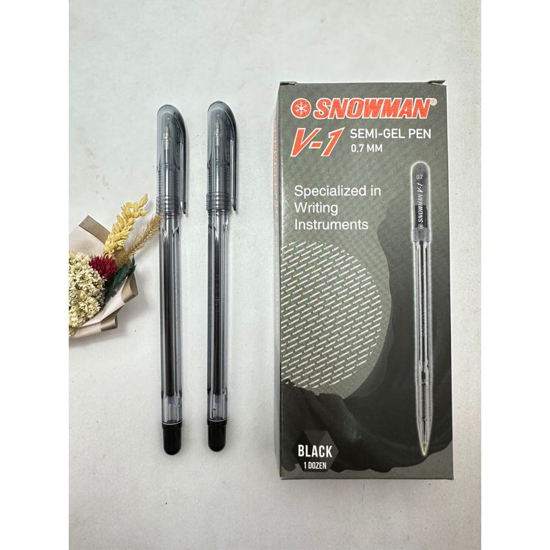 

Pulpen Snowman V-1 V1 Hitam isi 12 pcs Semi Gel Pen Hitam 0.7 MM asli