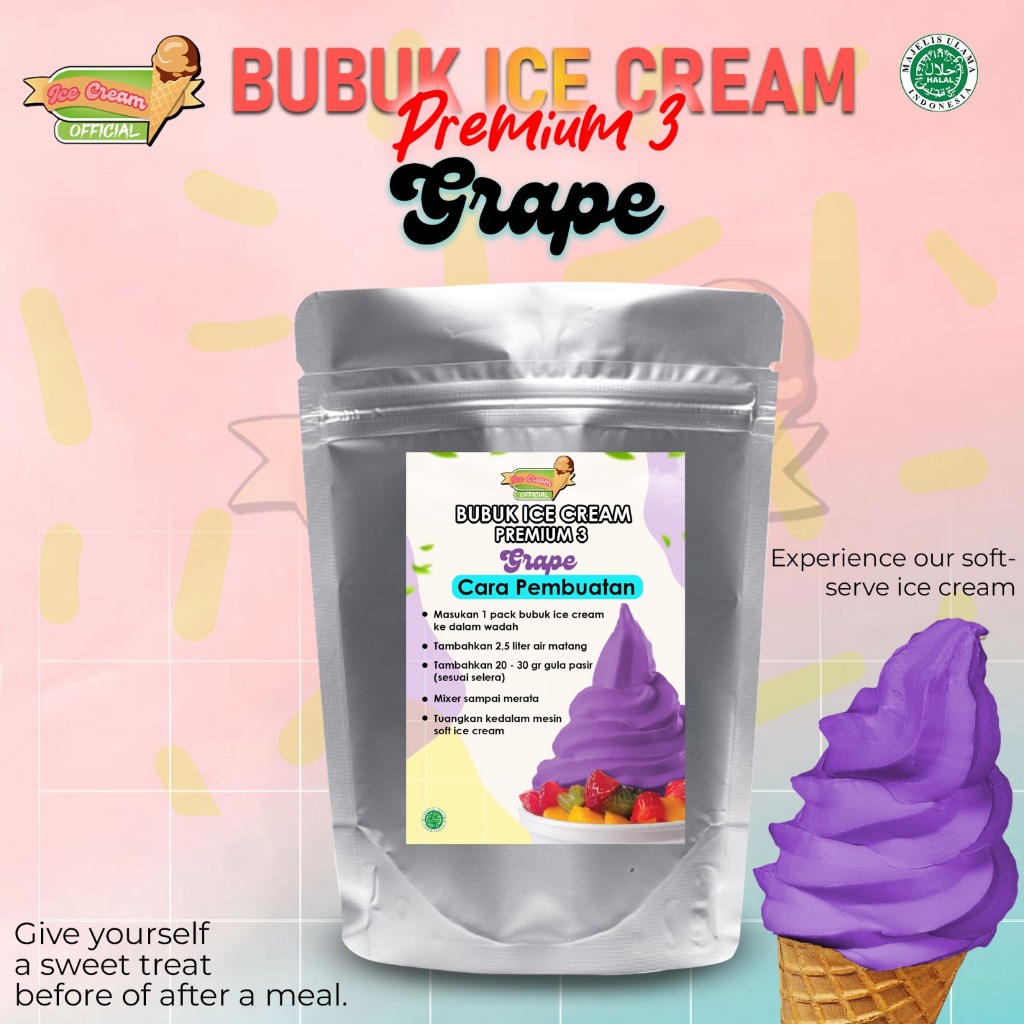 

ICECREAM GRAPE 1000gram / BUBUK ES KRIM PREMIUM88