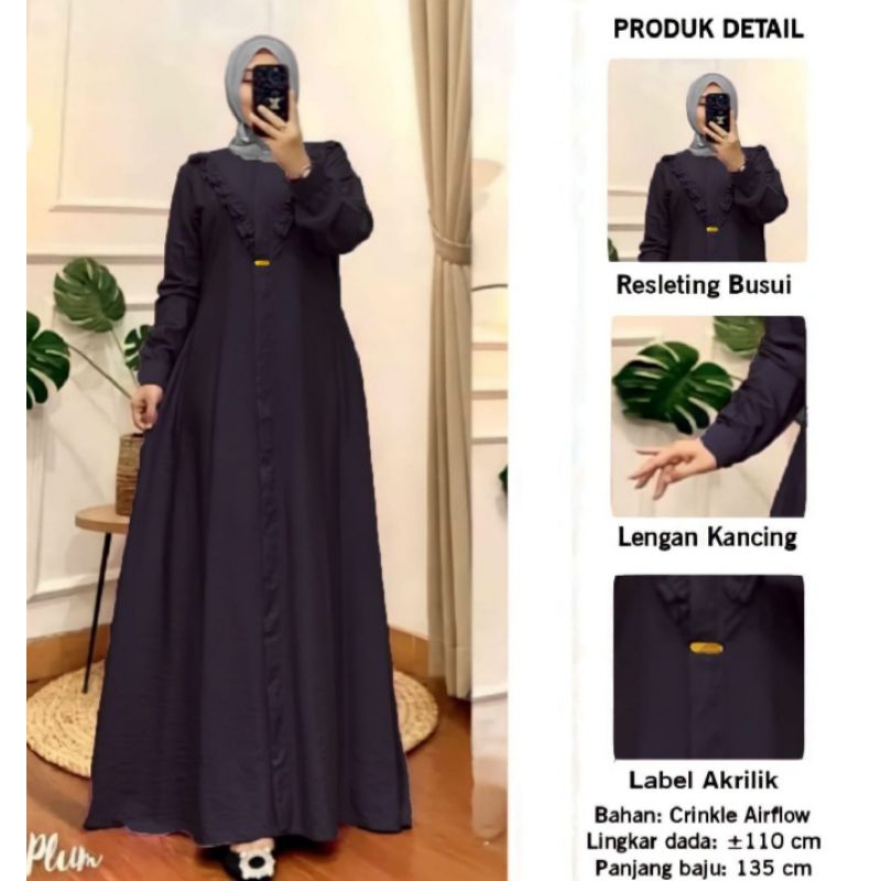 Gamis Citra Maxi Terbaru / Gamis Crinkle Airflow Muslim Wanita Lebaran Kekinian Terbaru