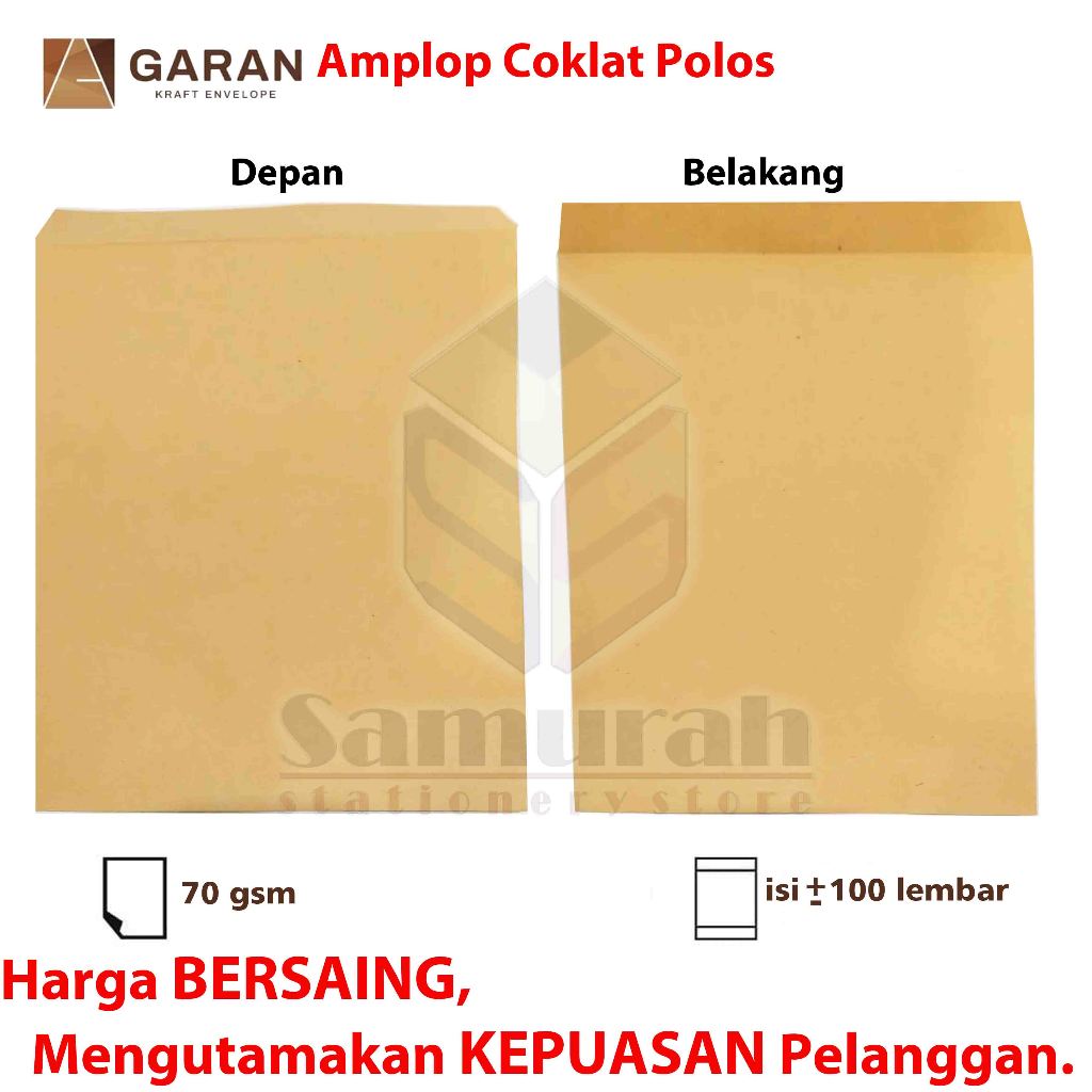 

HJK Amplop Kertas Coklat GARAN Ukuran Map 29 x 40 cm / Amplop Dokumen Besar 1 Pak Isi 100 Lembar