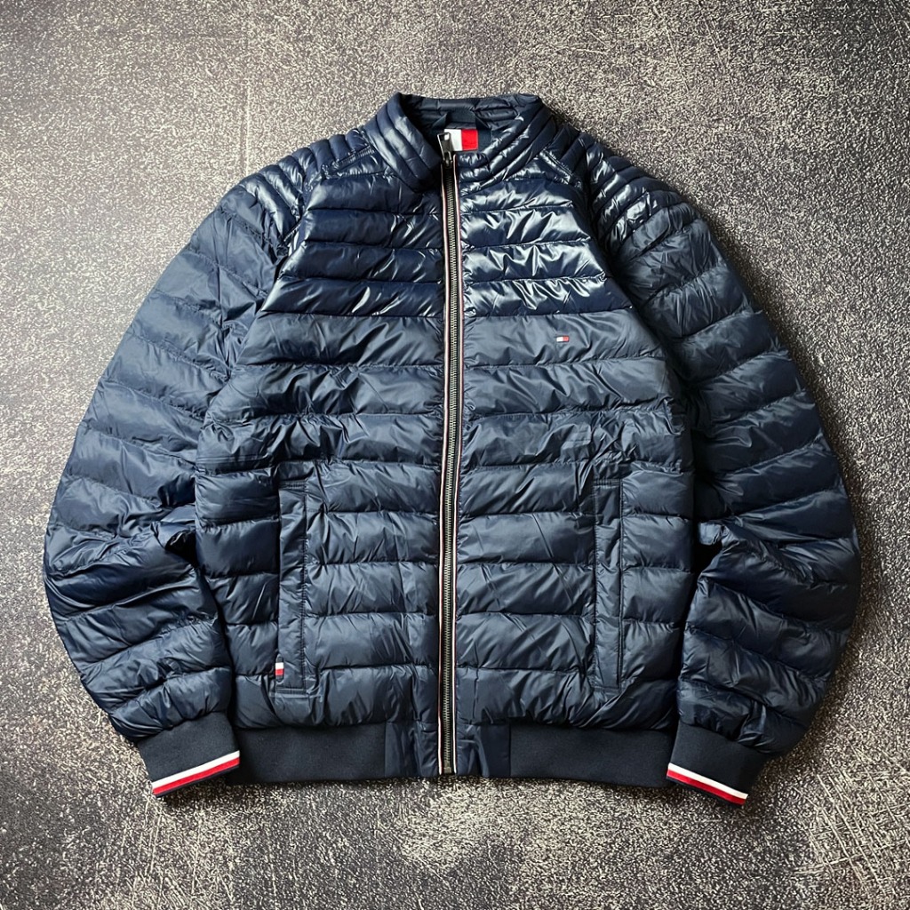 TOMMY HILFIGER COUNTRY SPECIALS - 12 STRIPE ZIP BOMBER - Navy Blue - Size M - Jaket Original