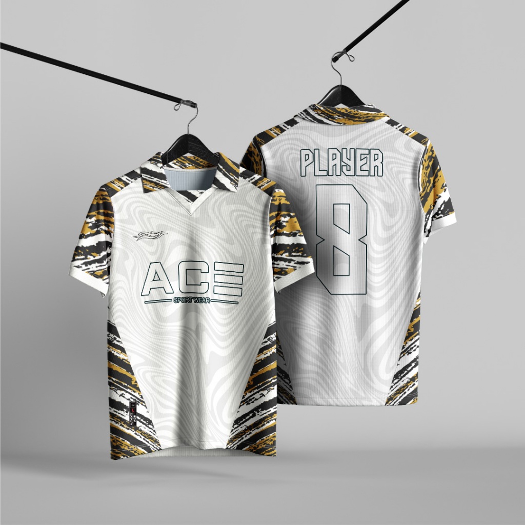 Jersey Bola Futsal Motif Kulit Macan Warna Putih Cowok Cewek Free Pasang Nama Nomor
