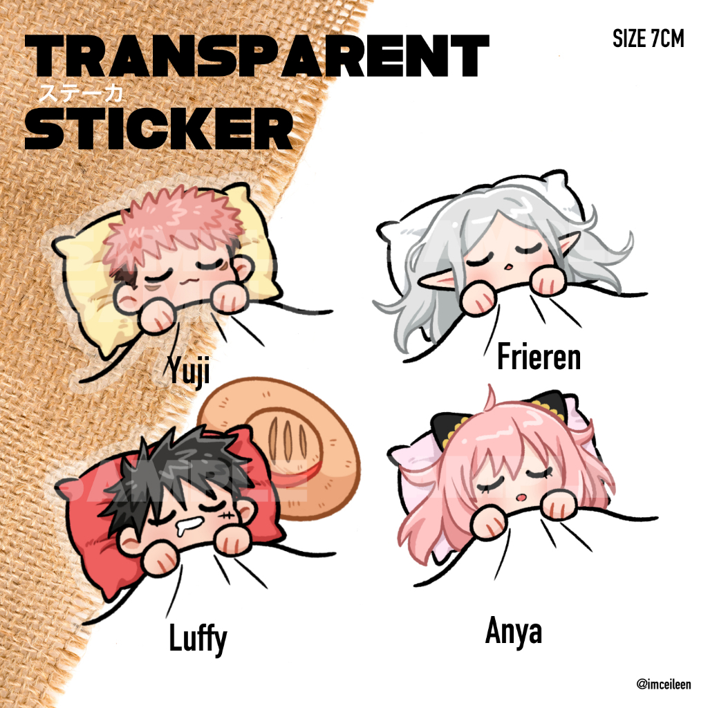 

Transparent Sticker Frieren | Jujutsu | One Piece | Spy x Family