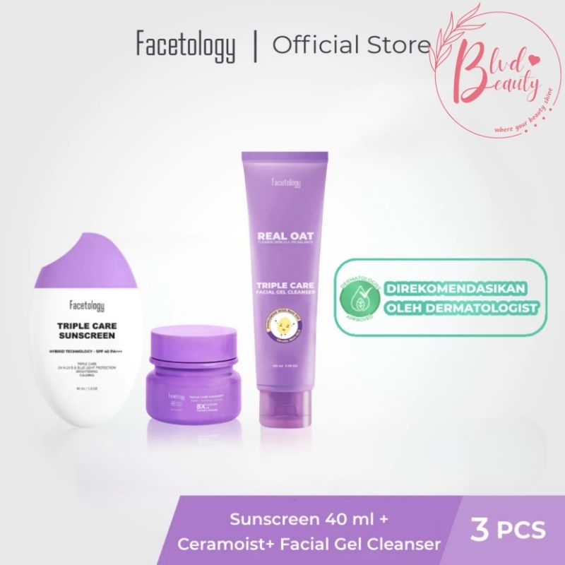 Facetology Basic Care | Facetology Triple Care Suncreen Facial Wash Moisturizer 1 Set