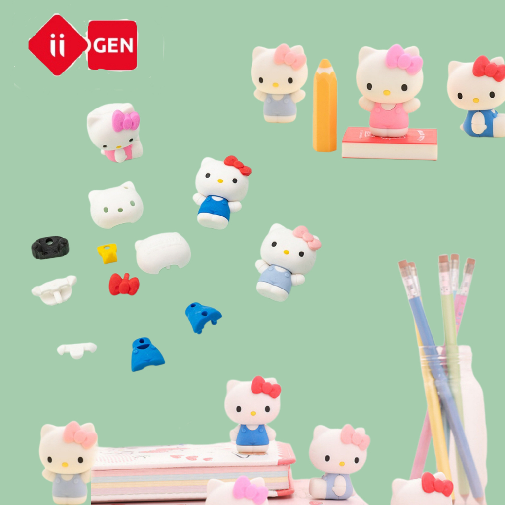 

HelloKitty Eraser Asli Kreatif Kartun Lucu Kucing KT 3d Stereo Kulit Gajah Mainan Rakitan Dapat Dilepas