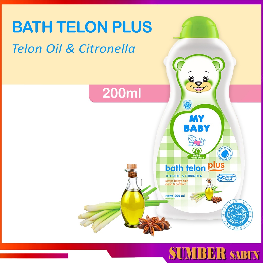 My Baby Bah Telon Plus Botol 200ml Sabun Mandi Cair  Bayi