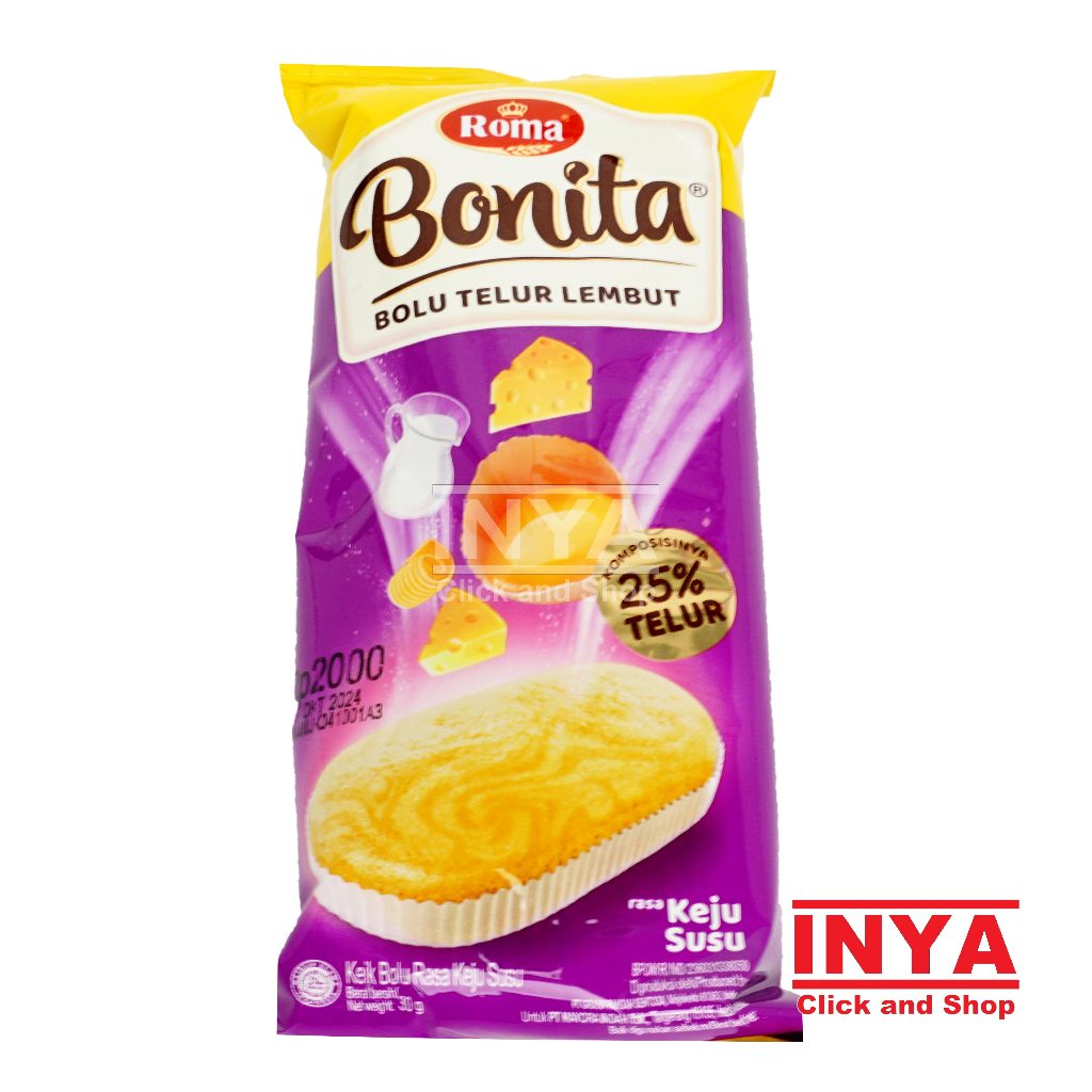 

Roma Bonita Bolu Telur Lembut Rasa Keju Susu 30gr Sachet