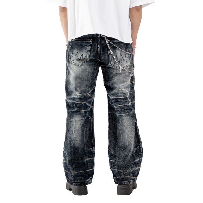 Denimitup H1 Baggy Biker Jeans Smoke Grey