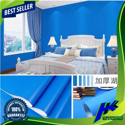 Wallpaper Dinding Motif Polos Pastel 45cm x 5m Polos Pastel Biru Wallpaper Sticker Motif Polos Biru