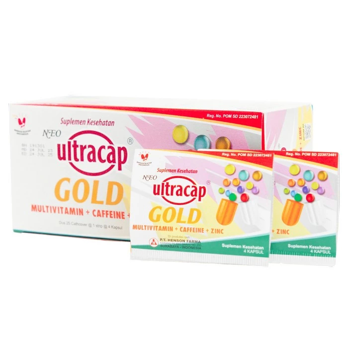 Neo Ultracap Gold Box 100's Kapsul - Multivitamin / Caffeine / Zinc / Vitamin Daya Tahan Tubuh