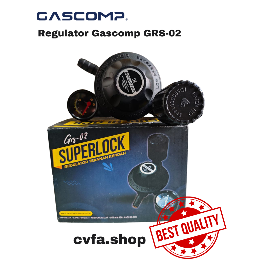 Kepala Regulator Gas Anti Bocor GASCOMP Superlock GRS-02 Meter Tekanan Rendah