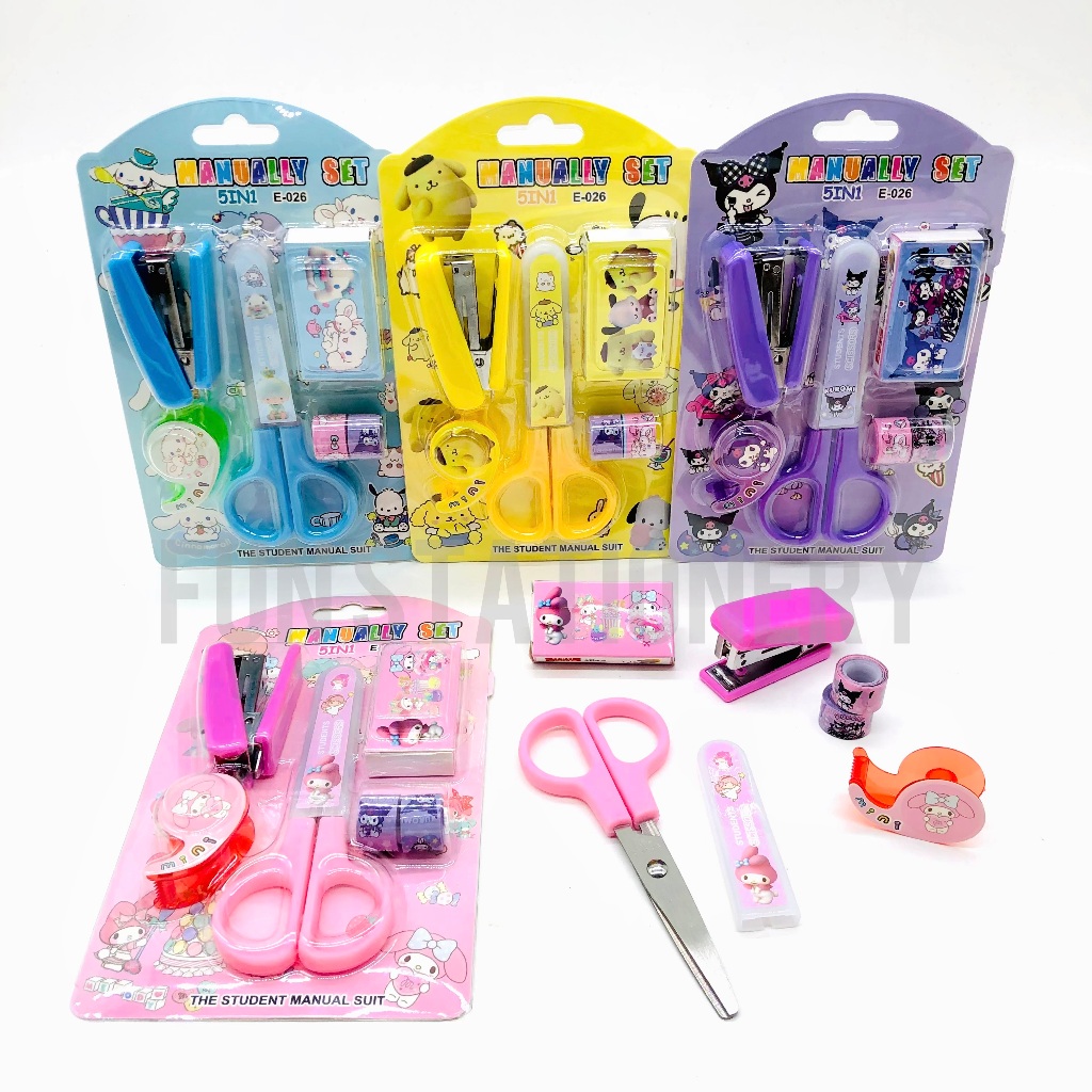 

STUDY SET E-026 SANRIO / STATIONERY SET / ALAT TULIS GUNTING STAPLER