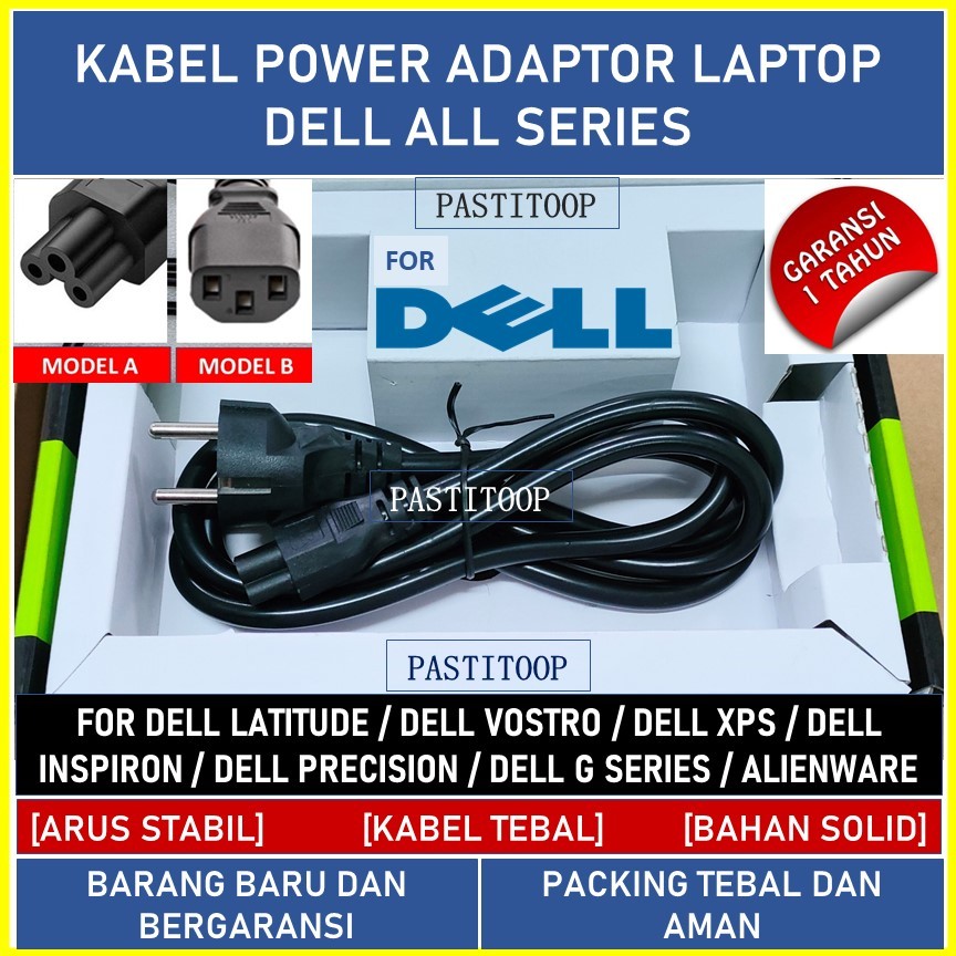 Kabel power adaptor laptop Dell Original 3 lubang Terbaru