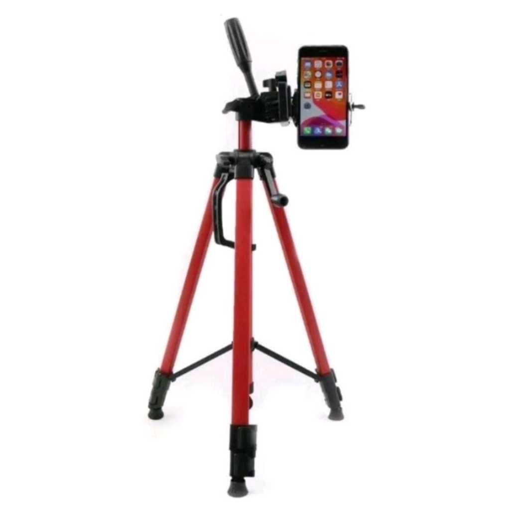 Tripod 3366 140cm Kamera/Handphone +Holder U dan Sarung Tripod-MERAH