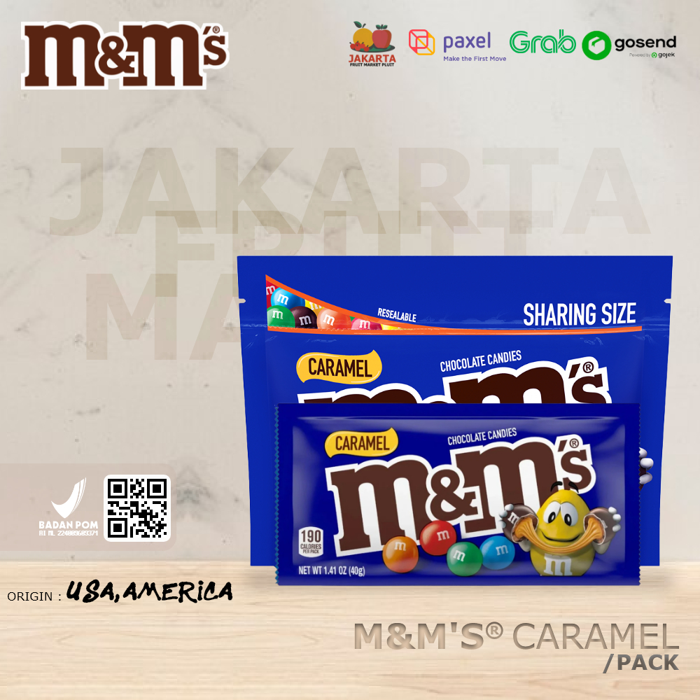 M&M'S CARAMEL chocolate candy mnm permen coklat import usa
